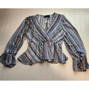 Blue Rain Small Blue Multicolor V-neck Nwot Blouse